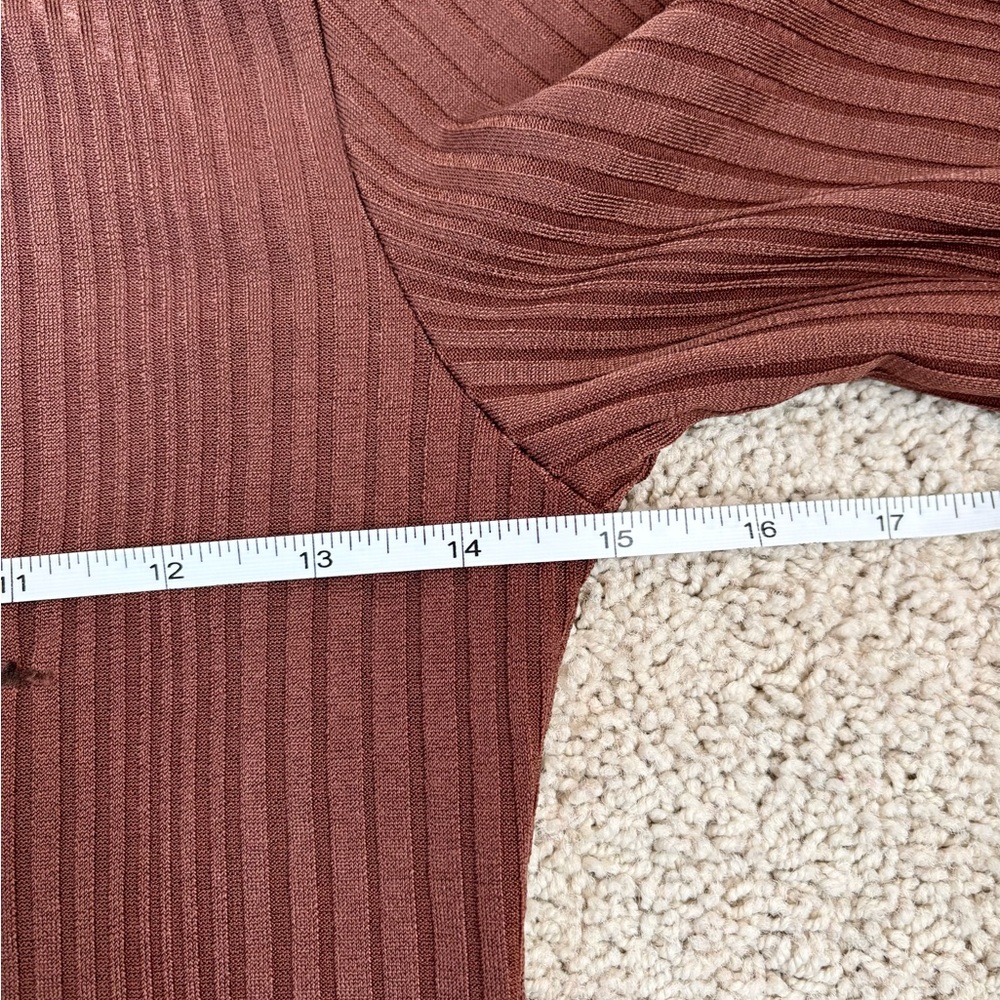 asos stradivarius rose brown ribbed long sleeve top - Picture 11 of 13